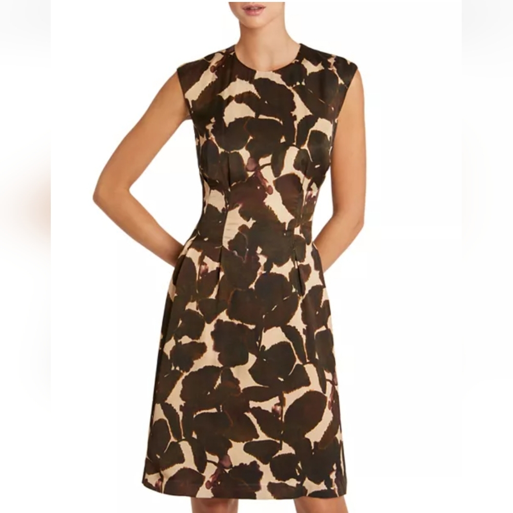 Paul Ka Watercolor Floral Print Sleeveless Dress In Size 44